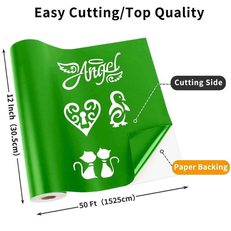 Huaxing Matte Green Permanent Vinyl, 12" x 50FT Permanent Adhesive Vinyl Roll for All Cutting Machines,Signs, Craft Die Cutters - Image 2